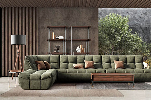 Стильный зеленый бескаркасный диван ДеИтали из антивандальной ткани, большой эргономичный диван